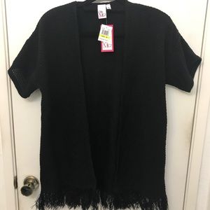 OhMG open black cardigan with fringes